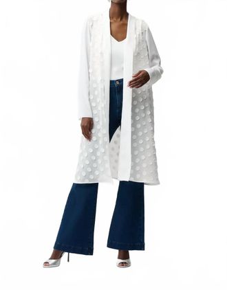Joseph Ribkoff Womens 3D Polka Dots Open Front Long Cardigan In Vanilla