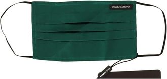 Dolce & Gabbana Accessories, unisex, Green, Size: ONE SIZE Luxury Emerald Silk Face Mask