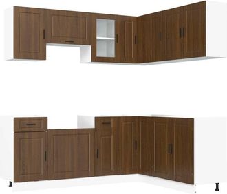 vidaXL Mueble Cocina Porto Roble Marr&oacute;n 11 Pzas Madera Contrachapada Vidaxl