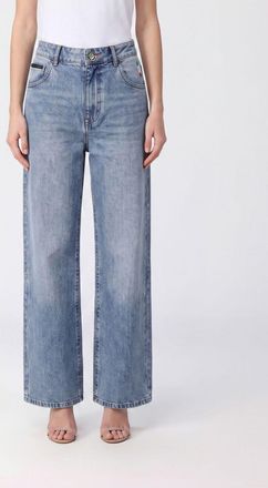 Philipp Plein Jeans a vita alta in denim di cotone con gamba dritta