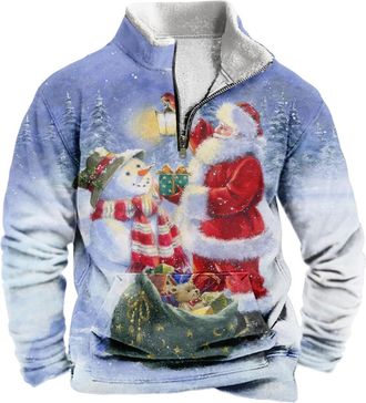 Generic Funny Christmas Jumpers for Men, Ugly Holiday Pullover with Santa, Reindeer, Snowman, and Wine Glass Prints, Trendy Christmas Jumpers for Men, Mens Ch