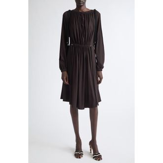 Ferragamo Gathered Rope Detail Midi Dress in Dark Espresso at Nordstrom, Size 38