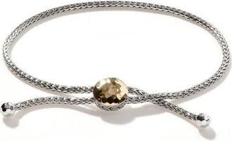 John Hardy Palu Sterling Silver & 18K Gold Adjustable Slide Bracelet in Silver/Gold at Nordstrom, Size Small