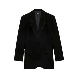 Zadig&Voltaire Jassen, Dames, Zwart, XS, Leer, Viva Strass Blazer