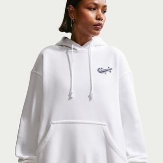 Nike Womens Nike Sportswear Phoenix Fleece Oversized Hoodie in White | IO4437-100