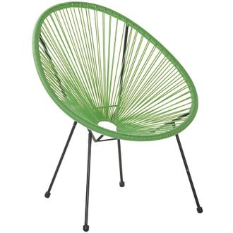 Beliani Sedia Moderna Rotonda in Rattan Spaghetti Verde Acapulco II