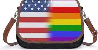 Generic LGBTQ Transgender US Flag Fashion Womens Crossbody Bags Novelty Handbag Shoulder Bag Purse