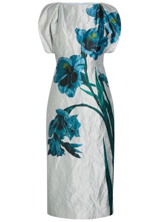 Erdem Floral-print Textured Satin Midi Dress - White - 12 (UK12 / M)