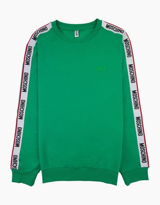 Moschino Mens Moschino Underwear Tape Logo Crew Neck Sweatshirt Green - Size: 32/30/31