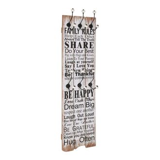 Berkfield Home Wall-mounted Coat Rack with 6 Hooks 120x40 cm FAMILY RULES