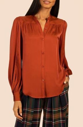 Trina Turk Valin Silk Blend Button-Up Shirt in Cinnamon at Nordstrom Rack, Size Medium