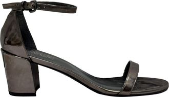 Stuart Weitzman MetallicSimple Chorus Ankle Strap Sandals in Silver Leather