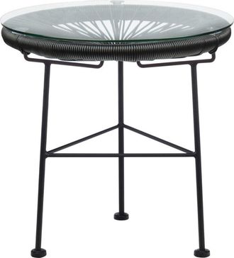 Sklum Sklum - Mesa auxiliar para jardín redonda Ø45 cm en acero y mimbre sintético Acapulco