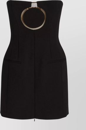 Ferragamo wool sablé mini dress with tulle insert