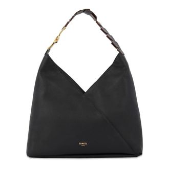 Lancel Zwarte Hobo Tas met Rits - Dames - Schoudertassen - Zwart - ONE Size - Leer - Tassen