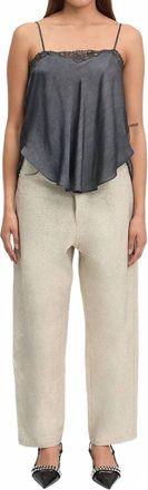 Mes Demoiselles... Micro Rhinestones Straight Leg Pants In Creme