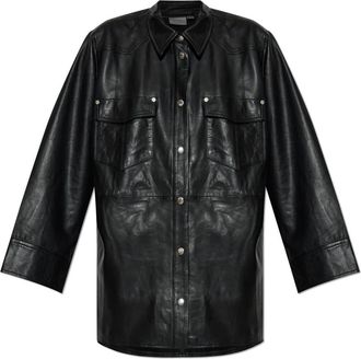 Gestuz Leren shirt Gzmarlie - Dames - Leren en Su&egrave;de Jassen - Zwart - S - Leer - Jassen