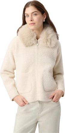 Joseph Ribkoff Giacca con Collo Staccabile in Ecopelliccia - - Jackets - Donna - Beige - M