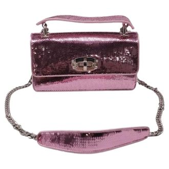 Miu Miu Pre-owned Small Cleo Sequined Shoulder Bag - Dames - Pre-owned - Roze - Maat: ONE Size Leer