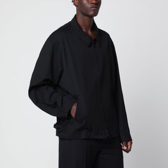 Yohji Yamamoto Giacca con zip nera in misto lana