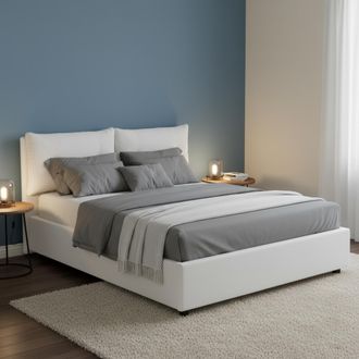 Dmora Dmora - Cama De Plaza Y Media Dlanz, Cama Contenedor Con Tapizado En Ecopiel, 100% Made In Italy, Apertura Frontal, Adecuado Para Colch&oacute;n Cm 120x190, 