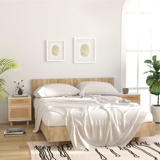 vidaXL Vidaxl - Mesitas De Noche 2 Uds Madera Maciza Pino Blanco Rat&aacute;n Natural