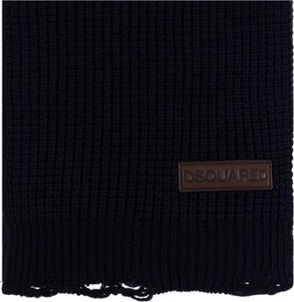 Dsquared2 Gebreide wollen sjaal met logo-patch