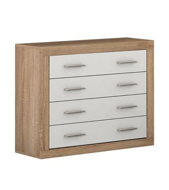 Home Heavenly C&oacute;moda 4 cajones blancos y estructura en color roble