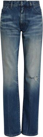 Maison Margiela Ripped Straight Leg Jeans in Medium Blue at Nordstrom, Size 29