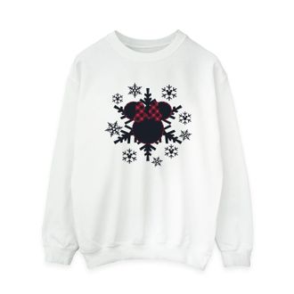 Disney Dames/Dames Minnie Mouse Gingham Sneeuwvlokken Sweatshirt (Wit)
