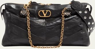 Valentino Garavani Panthea Medium Patchwork Chevron Shoulder Bag