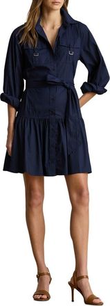 Lauren Ralph Lauren Stretch Cotton Long Sleeve Shirtdress in Lauren Navy at Nordstrom, Size 14