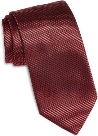 Canali Neat Silk Tie in Red at Nordstrom