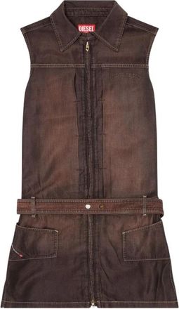 Diesel Coated Denim Minidress met soepele pasvorm - Dames - Korte kleedjes - Bruin - S - Denim - Kleedjes