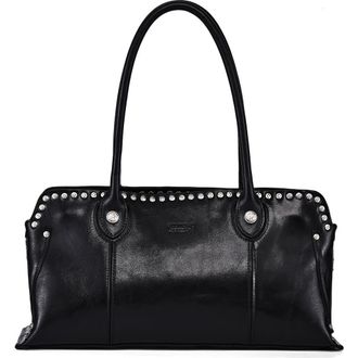 OLD TREND Soul Genuine Leather Studded Structured Shoulder Bag in Black at Nordstrom