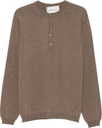Amaranto Maglione Girocollo con Dettagli Bottoni - - Knitwear - Uomo - Marrone - S