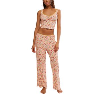 Free People Fresh in Love Pointelle Pajamas in Butter Combo at Nordstrom, Size X-Large