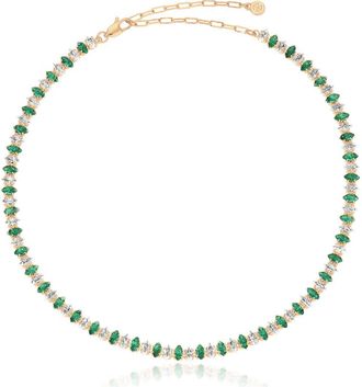 Ettika Dainty Marquise Cubic Zirconia Tennis Necklace in Green at Nordstrom