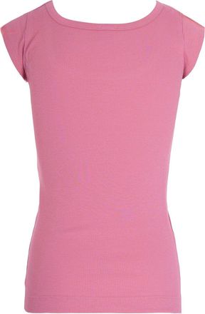 Pinko Womens Ribbed Top Love Birds Pink Di Maggio Cotton Tops