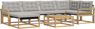 vidaXL Conjunto De Sof&aacute;s De Exterior 7 Uds. Blanco Y Gris Claro Vidaxl