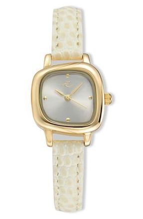 Ettika Wavy Snakeskin Embossed Leather Strap Watch in Vanilla at Nordstrom Rack