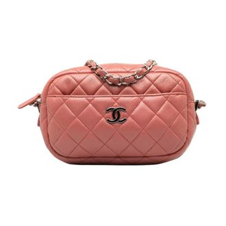 Chanel Pre-owned Mini Lambskin Camera Case - Dames - Pre-owned - Roze - Maat: ONE Size Leer