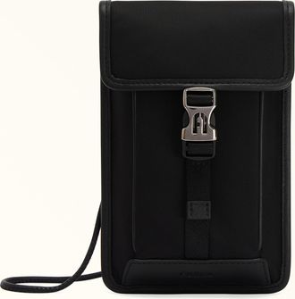 Furla Man Cosmo Custodia Cellulare Nero Nero Nylon + Pelle Di Vitello Selene Uomo