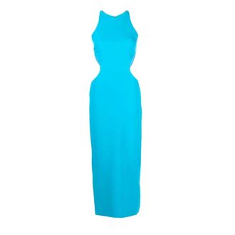 Chiara Ferragni Cut-Out Detail Halterneck Jurk - Dames - Feestkleedjes - Blauw - XS - Polyester - Kleedjes