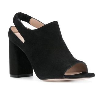 Stuart Weitzman Eva Suede Block Heel Mules Size 35