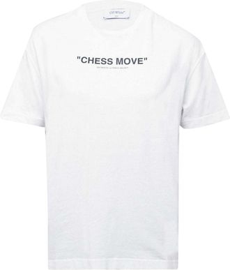 Off-white Off White Dames/Dames Schaakzet Katoenen T-Shirt (Wit, Zwart)