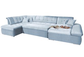 Domo Collection Wohnlandschaft »NMoric im XXL-Format, B/T/H: 353/216/80 cm, incl. Zierkissen U-Form« wahlweise mit Bettfunktion und Armlehnenverstellung