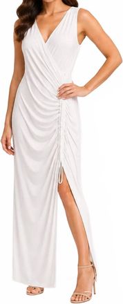 Bailey 44 Sleeveless Ruched Jersey Maxi Dress In White