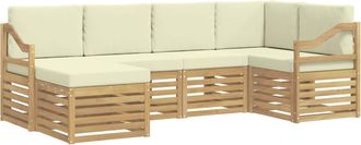 vidaXL Conjunto De Sof&aacute;s De Exterior 6 Uds. Blanco Y Crema Poli&eacute;ster Vidaxl