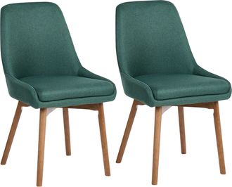 Beliani Beliani - Conjunto De 2 Sillas De Comedor Verde Tela De Poli&eacute;ster Con Patas De Madera Maciza Oscura Asiento Acolchado Melfort
